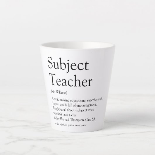 Beste Leraar Ooit Definitie Typografisch Latte Mok (Voorkant)
