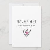 Beste leraar ooit Doodle Art Plant en Pink Heart Bedankkaart (Achterkant)