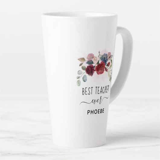 Beste leraar ooit - Floral - Aangepaste naam Latte Mok (Rechterhoek)