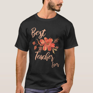 Beste leraar ooit Floral voor vrouwen terug school T-shirt