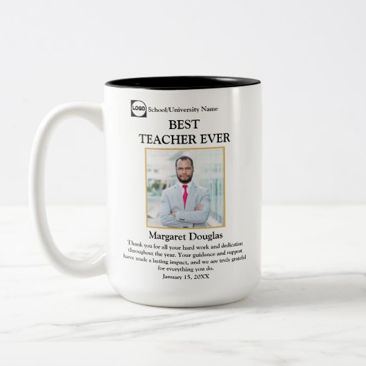 Beste leraar ooit Foto & Dank je bericht Tweekleurige Koffiemok (Links)