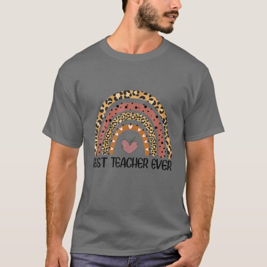 Beste leraar ooit Funny Leopard Boho Rainbow Teach T-shirt (Voorkant)