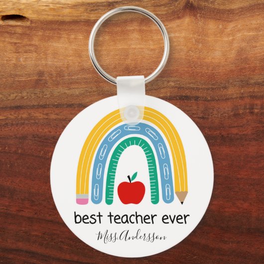 Beste Leraar Ooit Gepersonaliseerd Geschenk voor L Sleutelhanger (Voorkant)