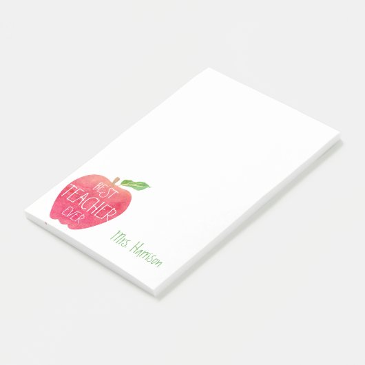 Beste leraar ooit Gepersonaliseerd rode Apple-Wate Post-it® Notes (Schuin)