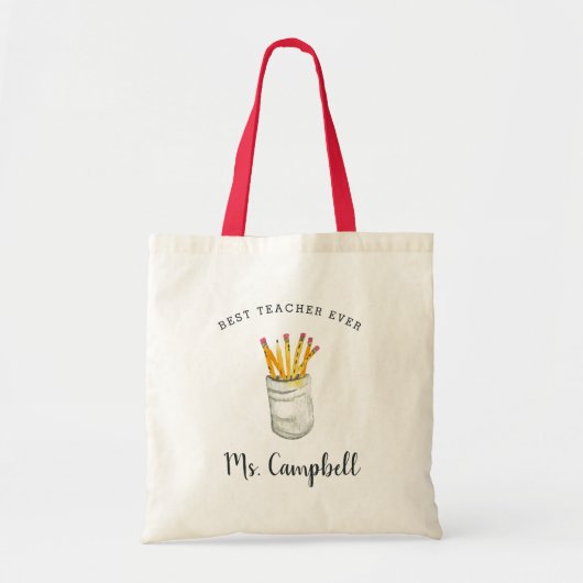 Beste leraar ooit | Gepersonaliseerd Tote Bag (Voorkant)