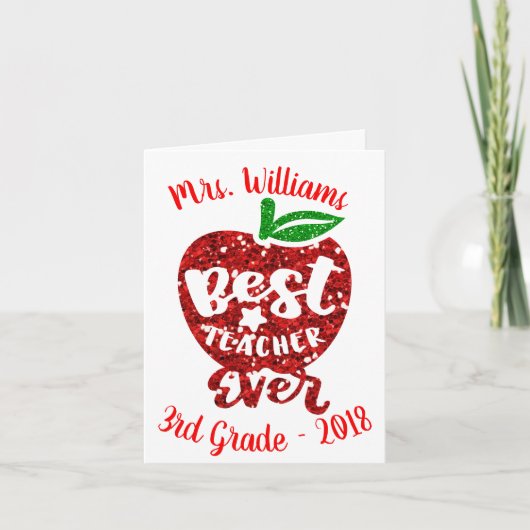 Beste leraar ooit gepersonaliseerde Apple Note-kaa Bedankkaart (Voorkant)