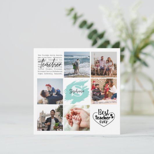 Beste leraar ooit gepersonaliseerde fotocollage (Staand voorkant)