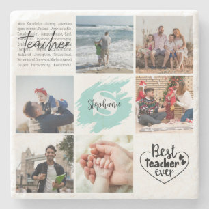Beste leraar ooit gepersonaliseerde fotocollage stenen onderzetter