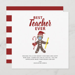 Beste leraar ooit gepersonaliseerde kerst feestdagenkaart