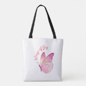 Beste leraar ooit gepersonaliseerde vlinder roze tote bag (Achterkant)