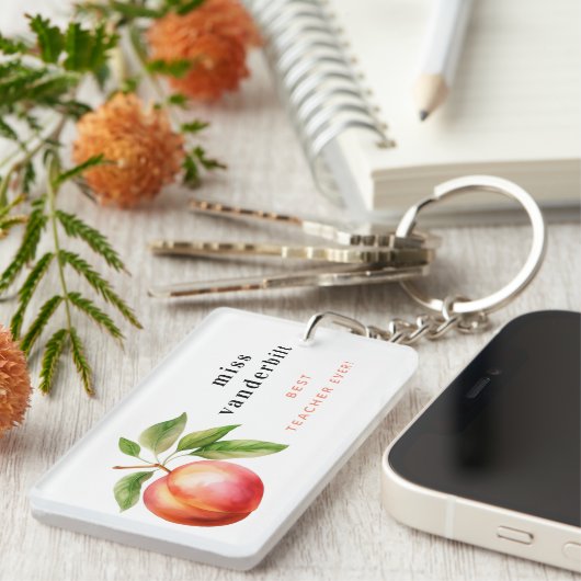 Beste leraar ooit gepersonaliseerde Waterverf Peac Sleutelhanger (Voorkant Rechts)