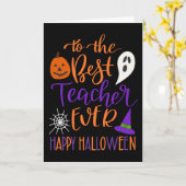 Beste leraar ooit Halloween in Sinaasappel en Paar Kaart (Gele Bloem)