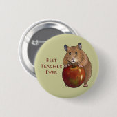 Beste leraar ooit: Hamster met Apple: Kunst Ronde Button 5,7 Cm (Voorkant /achterkant)