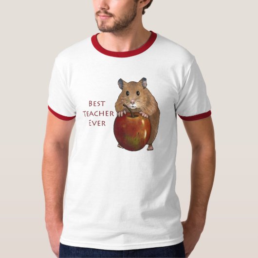 Beste leraar ooit: Hamster met Apple: Kunst T-shirt (Voorkant)