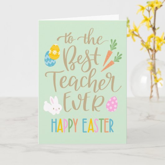 Beste leraar ooit Happy Easter Typografie Kaart (Gele Bloem)