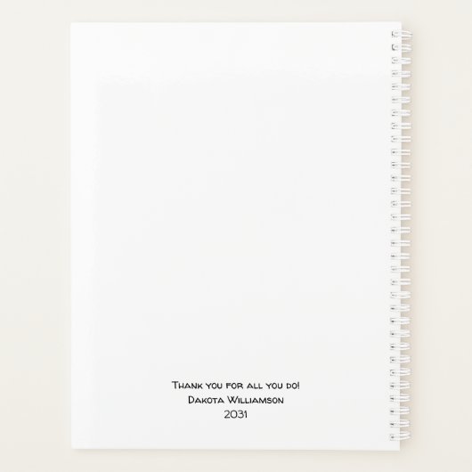 Beste leraar ooit Hartelijk dank Typografie Person Planner (Achterkant)