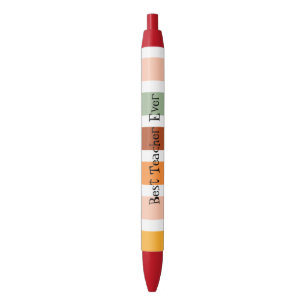 Beste leraar ooit klassieke kleurrijke streep ontw zwarte inkt pen