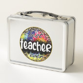 Beste leraar ooit - Kleurrijke luipaardprint (Achterkant)