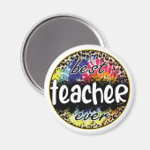 Beste leraar ooit - Kleurrijke luipaardprint Magneet (Voorkant / Achterkant)