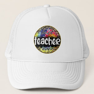 Beste leraar ooit - Kleurrijke luipaardprint Trucker Pet