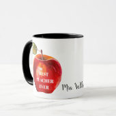 BESTE LERAAR OOIT leraar naam Rode appel Mok (Voorkant links)