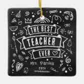 Beste leraar ooit leuk krijt Doodle Kerstmis Keramisch Ornament (Voorkant)