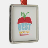 Beste leraar ooit metalen ornament (Rechts)
