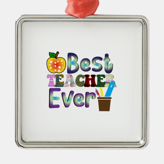 Beste leraar ooit metalen ornament (Voorkant)