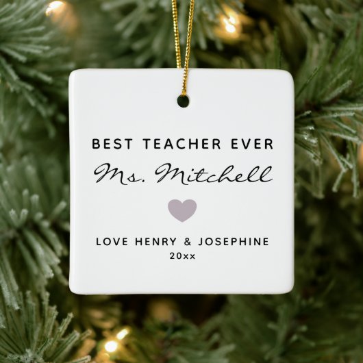 Beste Leraar Ooit Minimalistisch Hart Persoonlijk Keramisch Ornament (Boom)