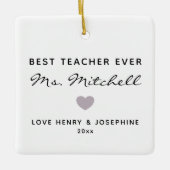 Beste Leraar Ooit Minimalistisch Hart Persoonlijk Keramisch Ornament (Voorkant)