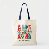 Beste leraar ooit moderne aanpasbare naam voor aan tote bag (Voorkant)