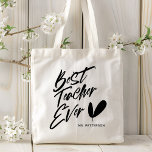 Beste leraar ooit moderne zwarte Script - Aangepas Tote Bag<br><div class="desc">De beste Canvas tassen van de Naam van de Douane van het Manuscript van het Leraar van de Moderne van het Rode Manuscript de tekst "Beste Leraar Ever"in een leuke moderne zwarte typografie van het Manuscript en gepersonaliseerd met uw douanenaam in modern typografiemanuscript. Perfect voor de waardering van leraren voor...</div>