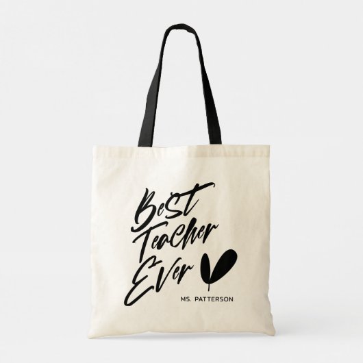 Beste leraar ooit moderne zwarte Script - Aangepas Tote Bag (Achterkant)