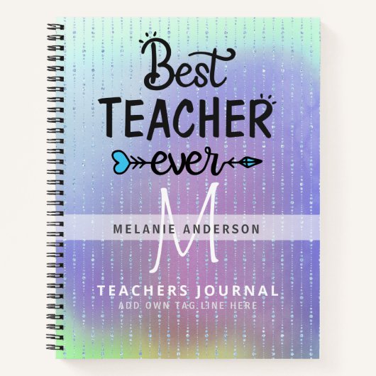 BESTE LERAAR OOIT Monogram Journaal Bedankt Notitieboek (Voorkant)