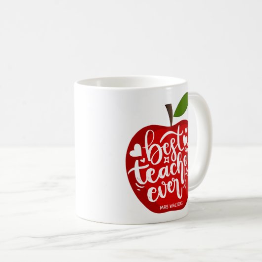 Beste leraar ooit naam Rode appel terug naar schoo Koffiemok (Voorkant rechts)