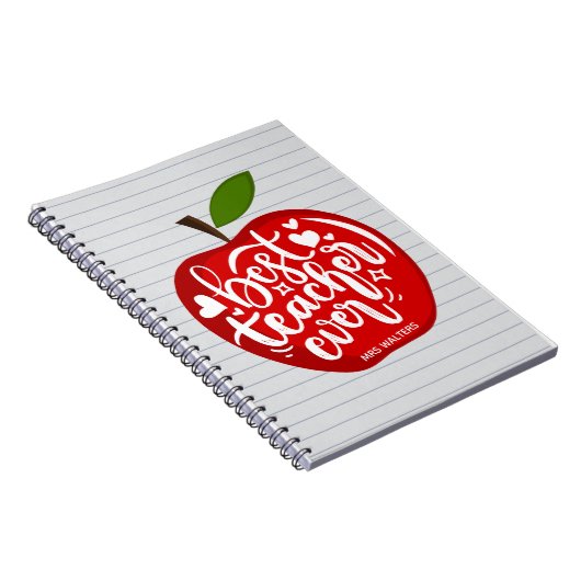 Beste leraar ooit naam Rode appel terug naar schoo Notitieboek (Rechterzijde)