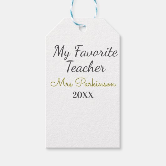 Beste leraar ooit naam toevoegen datum jaar eenvou cadeaulabel (Voorkant)