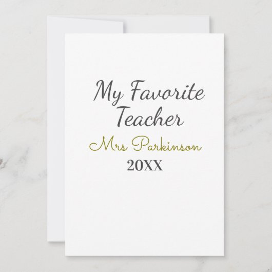 Beste leraar ooit naam toevoegen datum jaar eenvou kaart (Voorkant)