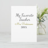 Beste leraar ooit naam toevoegen datum jaar eenvou kaart (Staand voorkant)