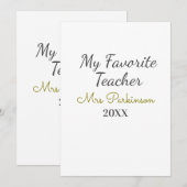 Beste leraar ooit naam toevoegen datum jaar eenvou kaart (Voorkant / Achterkant)