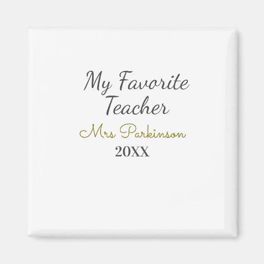 Beste leraar ooit naam toevoegen datum jaar eenvou magneet (Voorkant)