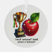 Beste leraar ooit naam toevoegen glas ornament (Achterkant)