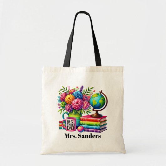 Beste leraar ooit naam toevoegen tote bag (Voorkant)