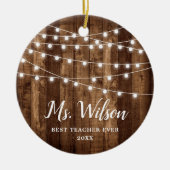 Beste leraar ooit persoonlijke Faux Barn Wood Keramisch Ornament (Voorkant)