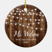 Beste leraar ooit persoonlijke Faux Barn Wood Keramisch Ornament (Achterkant)