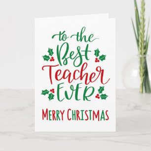 Beste Leraar Ooit Prettig Kerstmis Typografie Kaart