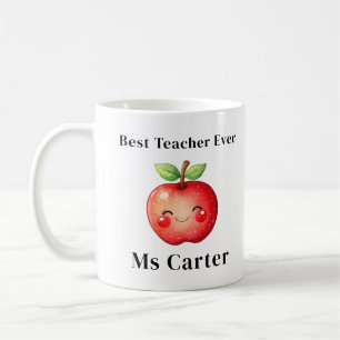Beste leraar ooit Red Apple Face gepersonaliseerd Koffiemok