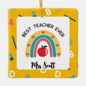 Beste leraar ooit regenboog naam keramisch ornament (Voorkant)