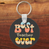 Beste leraar ooit retro typografie sleutelhanger (Voorkant)