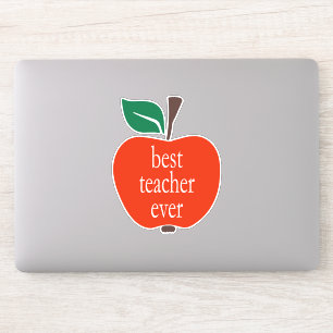 Beste Leraar Ooit Rode Groene Appel Kleine Letters Sticker